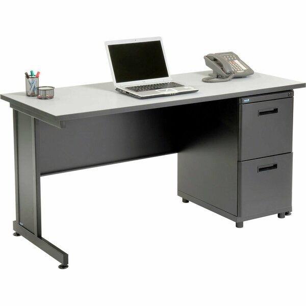 Interion By Global Industrial Interion Office Desk with 2 Drawers, 60in x 24in, Gray 670072GY